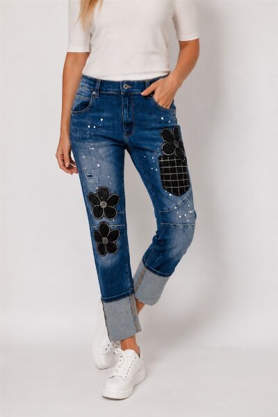 Jeans"Schwarze Blume"