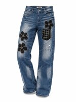 Jeans"Schwarze Blume"