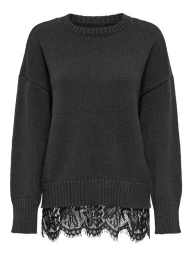 Dark Grey Melange Black Lace